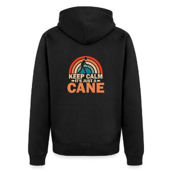 Keep Calm It's Just A Cane Braille Blindness - Unisex Premium Bio Zip Hoodie - Schwarz - Hinten - Nico (187cm)