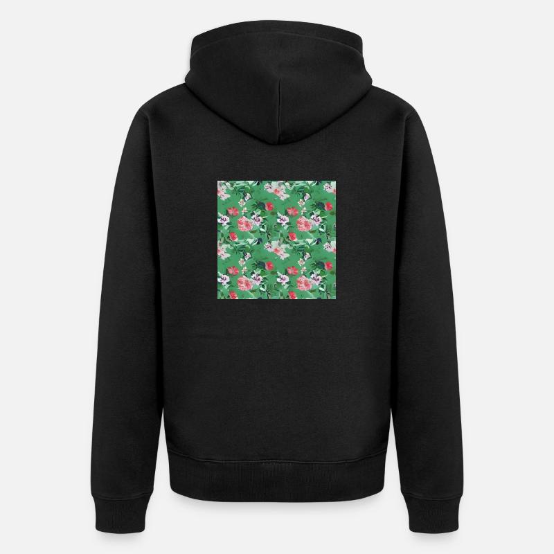 Motif de fleurs vertes - Veste à capuche bio Premium Unisexe - noir
