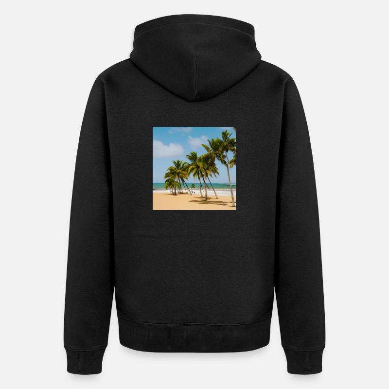 Plage calme avec palmiers - Veste à capuche bio Premium Unisexe - noir