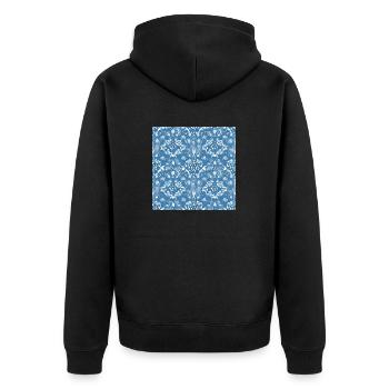 Ornament pattern on the blue background - Unisex Premium Organic Zip Hoodie - black - Back - Nico (187cm)