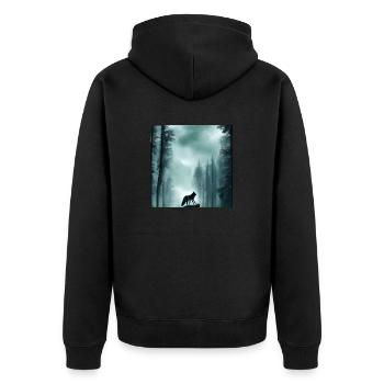 Alone wolf in the woods - Unisex Premium Organic Zip Hoodie - black - Back - Nico (187cm)