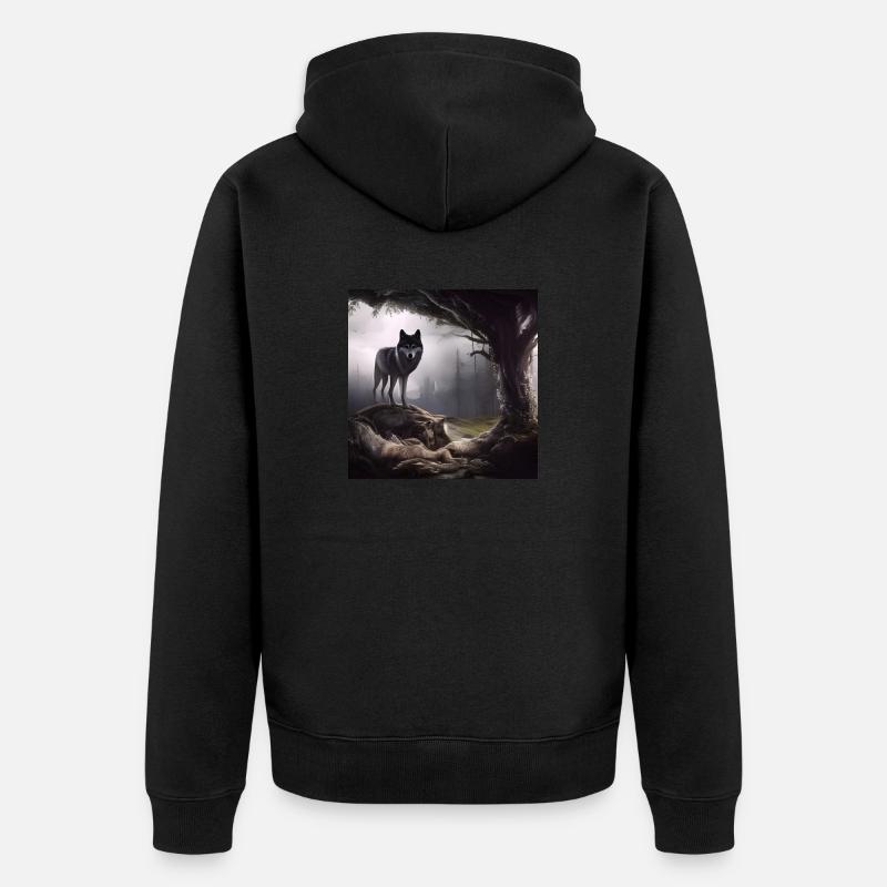 Loup dans la forêt - Veste à capuche bio Premium Unisexe - noir