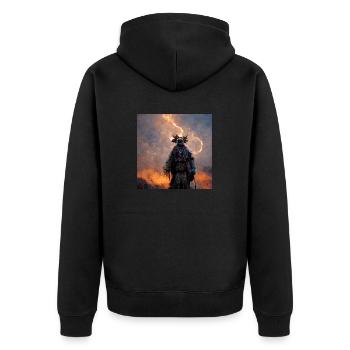 Schamane 1 - Unisex Premium Bio Zip Hoodie - Schwarz - Hinten - Nico (187cm)