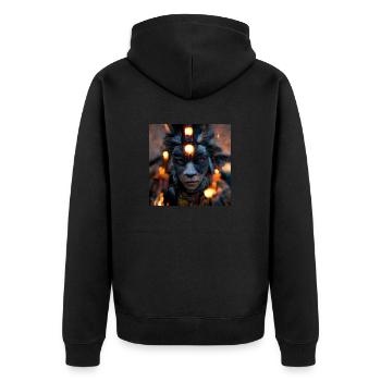 Schamane 3 - Unisex Premium Bio Zip Hoodie - Schwarz - Hinten - Nico (187cm)