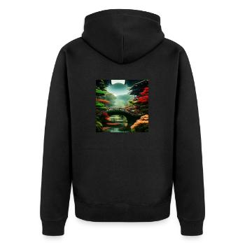 Beautiful Japanese nature - Unisex Premium Organic Zip Hoodie - black - Back - Nico (187cm)