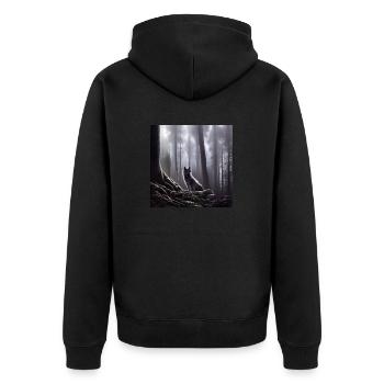 Wolf in the forest - Unisex Premium Organic Zip Hoodie - black - Back - Nico (187cm)