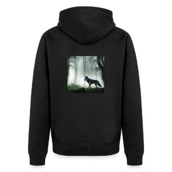 Loup moelleux dans la forêt - Veste à capuche bio Premium Unisexe - noir - Dos - Nico (187cm)