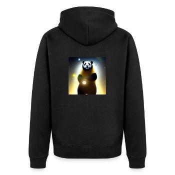 Ein Panda für jedes Herz - Unisex Premium Bio Zip Hoodie - Schwarz - Hinten - Nico (187cm)