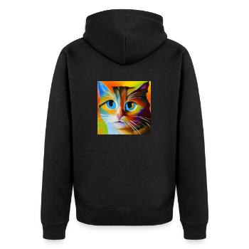 Abstract cat portrait - Unisex Premium Organic Zip Hoodie - black - Back - Nico (187cm)