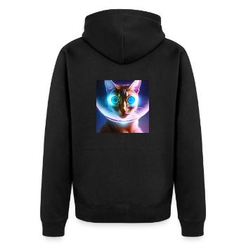 The Universe Cat - Unisex Premium Organic Zip Hoodie - black - Back - Nico (187cm)