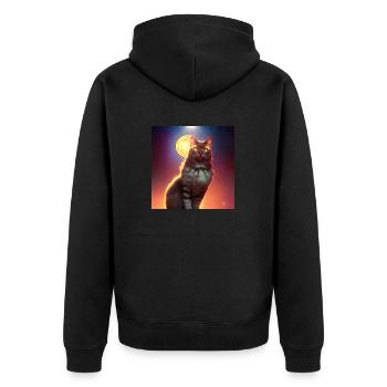 The Universe Cat - Unisex Premium Organic Zip Hoodie - black - Back - Nico (187cm)