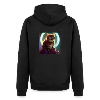 The Universe Cat - Unisex Premium Organic Zip Hoodie - black - Back - Nico (187cm)