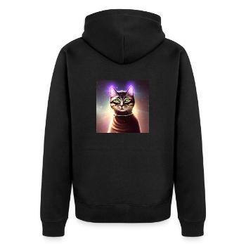 The Universe Cat - Unisex Premium Organic Zip Hoodie - black - Back - Nico (187cm)