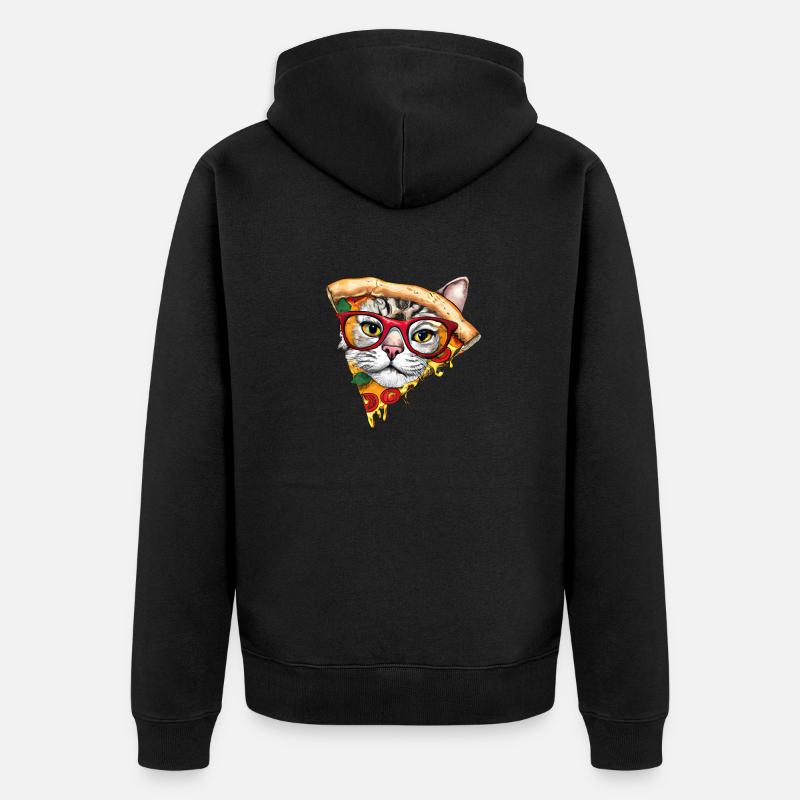 Chat à pizza moelleux - Veste à capuche bio Premium Unisexe - noir