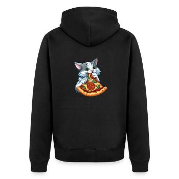 Fluffy Cat Pizza Fast Food Food - Unisex Premium Organic Zip Hoodie - black - Back - Nico (187cm)