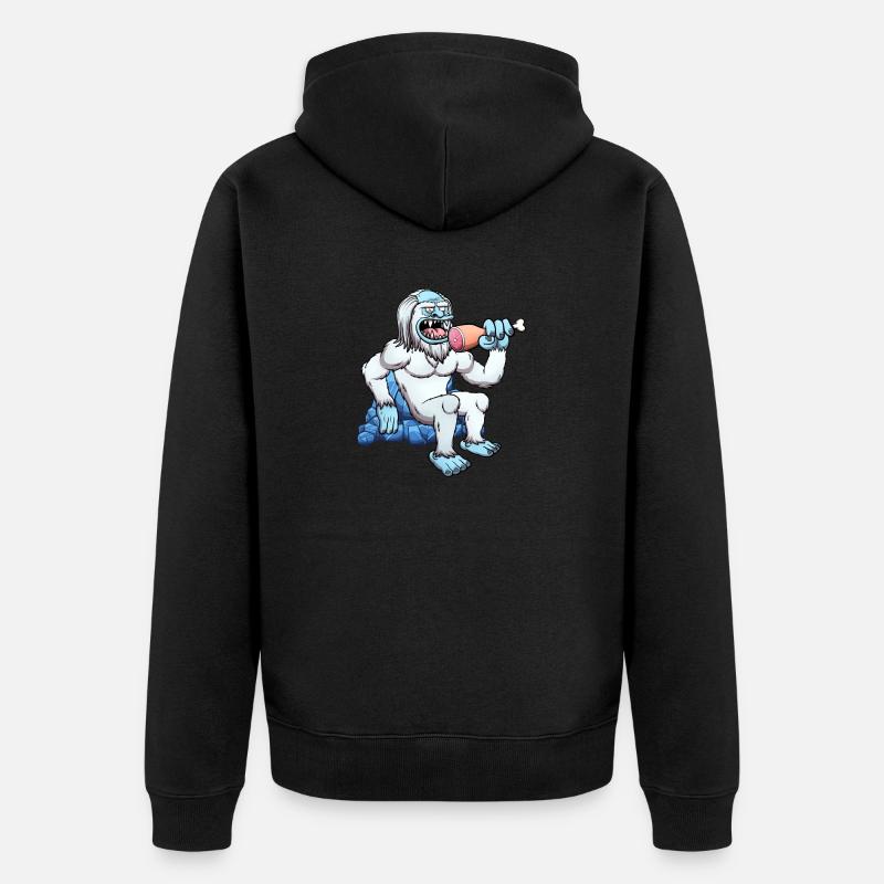 Yeti mangeant de la viande - Veste à capuche bio Premium Unisexe - noir