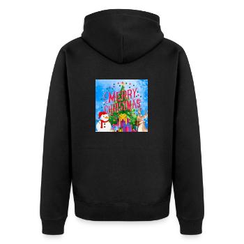 Happy holidays. Christmas - Unisex Premium Organic Zip Hoodie - black - Back - Nico (187cm)