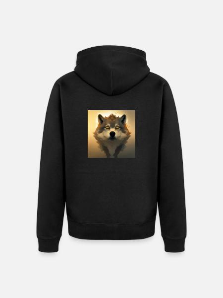Wolf portrait - Unisex Premium Organic Zip Hoodie - black