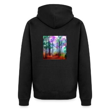 Aquarelle forêt nature - Veste à capuche bio Premium Unisexe - noir - Dos - Nico (187cm)