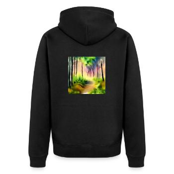 Water color green forest - Unisex Premium Organic Zip Hoodie - black - Back - Nico (187cm)