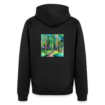 Route forestière aquarelle - Veste à capuche bio Premium Unisexe - noir - Dos - Nico (187cm)
