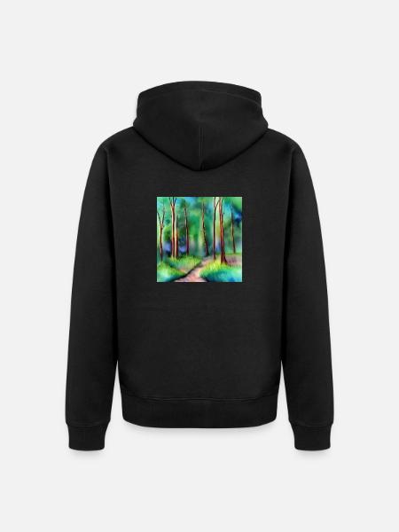 Aquarell Waldstraße - Unisex Premium Bio Zip Hoodie - Schwarz