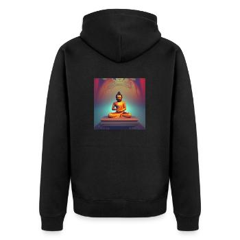 Portrait de statue de Bouddha - Veste à capuche bio Premium Unisexe - noir - Dos - Nico (187cm)