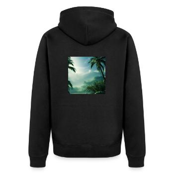 Palm tree holiday nature - Unisex Premium Organic Zip Hoodie - black - Back - Nico (187cm)