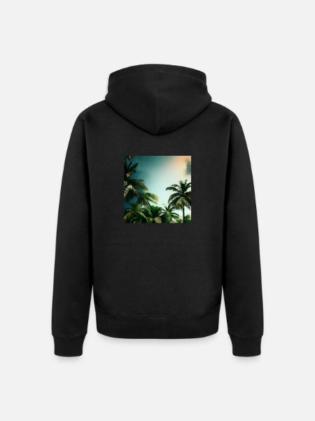 Landschaft mit Palmen - Unisex Premium Bio Zip Hoodie - Schwarz