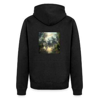 Jungle avec palmiers - Veste à capuche bio Premium Unisexe - noir - Dos - Nico (187cm)