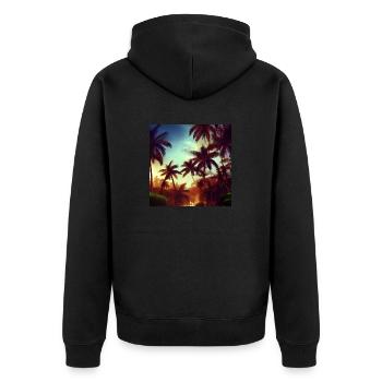 Abend in der Dschungelkunst - Unisex Premium Bio Zip Hoodie - Schwarz - Hinten - Nico (187cm)