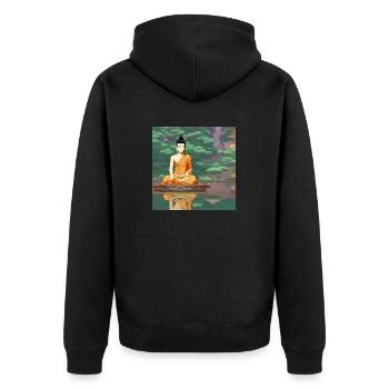 Cartoon buddha statue art - Unisex Premium Organic Zip Hoodie - black - Back - Nico (187cm)