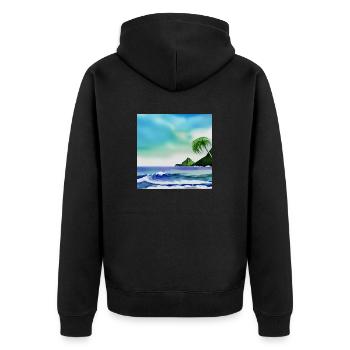 Aquarell Ozean Natur - Unisex Premium Bio Zip Hoodie - Schwarz - Hinten - Nico (187cm)