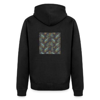 Abstraktes Muster für Fische - Unisex Premium Bio Zip Hoodie - Schwarz - Hinten - Nico (187cm)