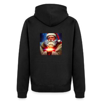Weihnachtsmann Nikolaus Santa Claus Weihnachten - Unisex Premium Bio Zip Hoodie - Schwarz - Hinten - Nico (187cm)