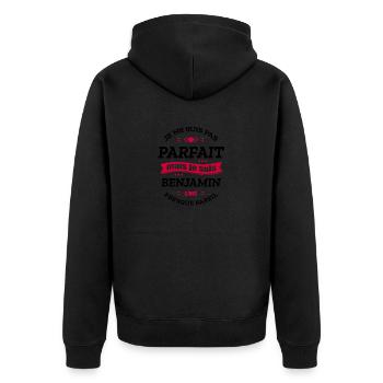 BENJAMIN PARFAIT - PRENOM BENJAMIN - Veste à capuche bio Premium Unisexe - noir - Dos - Nico (187cm)