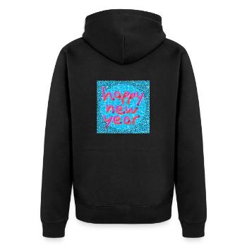 Frohes neues Jahr! - Unisex Premium Bio Zip Hoodie - Schwarz - Hinten - Nico (187cm)