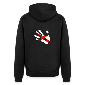 St Patricks Flag Hand Print Silhouette - Unisex Premium Organic Zip Hoodie - black - Back - Nico (187cm)