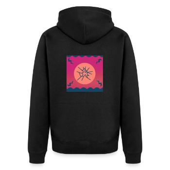 Sonne mit zerbrochenem Glas - Unisex Premium Bio Zip Hoodie - Schwarz - Hinten - Nico (187cm)