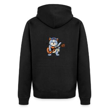 Un chat mignon joue de la guitare - Veste à capuche bio Premium Unisexe - noir - Dos - Nico (187cm)