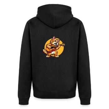 Cute cat plays guitar - Unisex Premium Organic Zip Hoodie - black - Back - Nico (187cm)