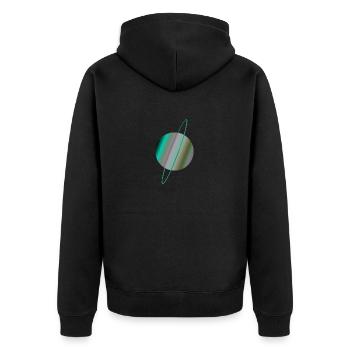 The Planet Uranus With Rings - Unisex Premium Organic Zip Hoodie - black - Back - Nico (187cm)