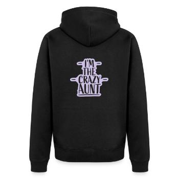 at The Crazy Aunt - Unisex Premium Organic Zip Hoodie - black - Back - Nico (187cm)