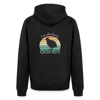 Quail-ified - Unisex Premium Bio Zip Hoodie - Schwarz - Hinten - Nico (187cm)