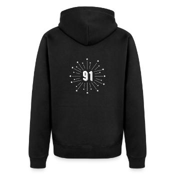 91. Sternjubiläum - 91 Jahre Geschenk - Unisex Premium Bio Zip Hoodie - Schwarz - Hinten - Nico (187cm)