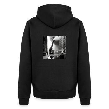 Brachiosaurus destroys city - Unisex Premium Organic Zip Hoodie - black - Back - Nico (187cm)