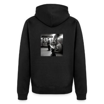 Dino in the subway - Unisex Premium Organic Zip Hoodie - black - Back - Nico (187cm)