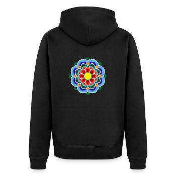 Dancheong 단청 - single (Ver.4) - Unisex Premium Organic Zip Hoodie - black - Back - Nico (187cm)