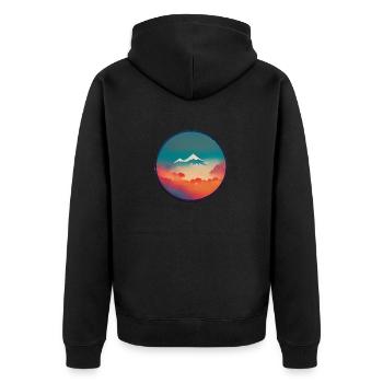 Button View of a Stunning Mountain Landscape - Unisex Premium Bio Zip Hoodie - Schwarz - Hinten - Nico (187cm)