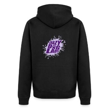 crazy dog lady Zitat - Unisex Premium Bio Zip Hoodie - Schwarz - Hinten - Nico (187cm)
